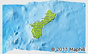 Physical 3D Map of Guam, darken, semi-desaturated, land only