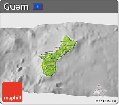 Physical 3D Map of Guam, desaturated