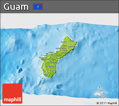 Physical 3D Map of Guam