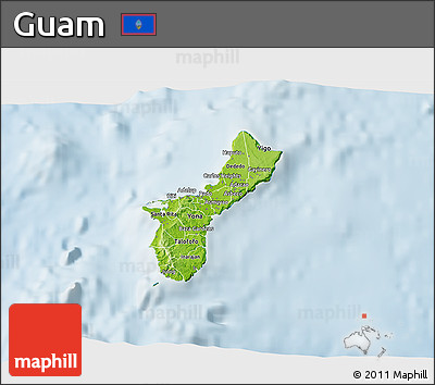 Physical 3D Map of Guam, lighten
