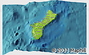 Physical 3D Map of Guam, satellite outside