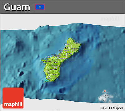 Physical 3D Map of Guam, single color outside, satellite sea