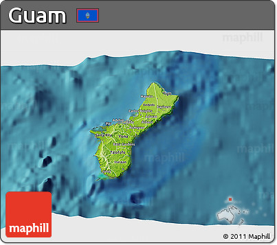 Physical 3D Map of Guam, single color outside, satellite sea