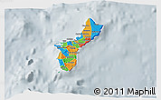 Political 3D Map of Guam, lighten, semi-desaturated