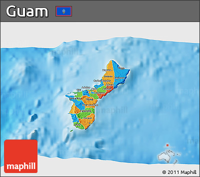 Political 3D Map of Guam, physical outside