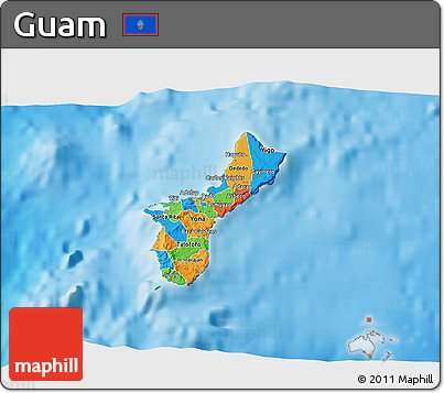 Political 3D Map of Guam, physical outside