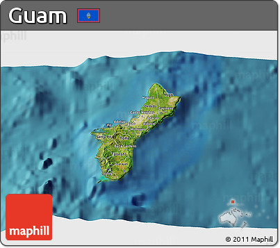 Satellite 3D Map of Guam, physical outside, satellite sea