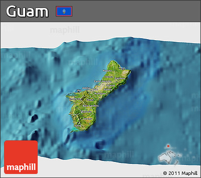 Satellite 3D Map of Guam, physical outside, satellite sea