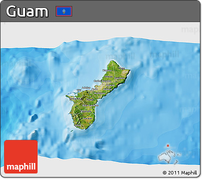 Satellite 3D Map of Guam, political outside