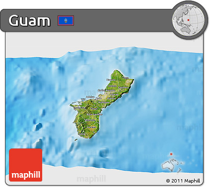 Satellite 3D Map of Guam, shaded relief outside