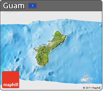 Satellite 3D Map of Guam, shaded relief outside
