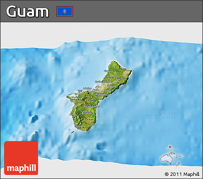 Satellite 3D Map of Guam, shaded relief outside