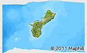 Satellite 3D Map of Guam, single color outside, bathymetry sea