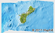 Satellite 3D Map of Guam, single color outside, bathymetry sea, shaded relief sea