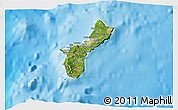 Satellite 3D Map of Guam, single color outside, shaded relief sea