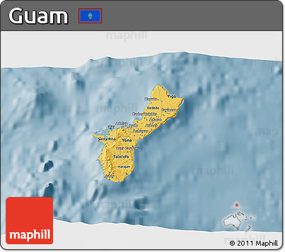 Savanna Style 3D Map of Guam, single color outside