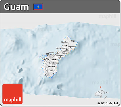Silver Style 3D Map of Guam
