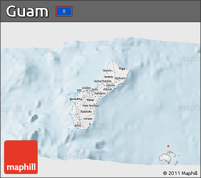 Silver Style 3D Map of Guam