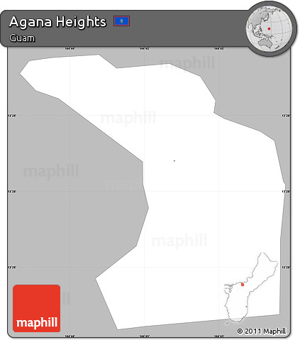 Gray Simple Map of Agana Heights, single color outside