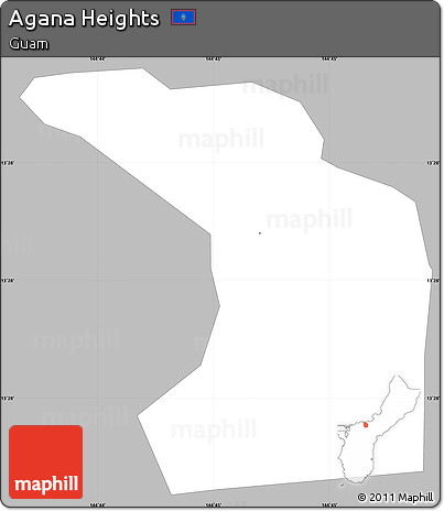 Gray Simple Map of Agana Heights, single color outside