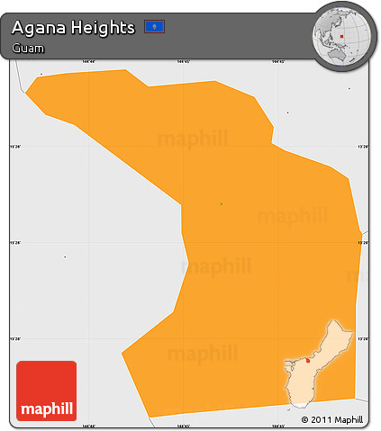 Political Simple Map of Agana Heights, single color outside, borders and labels