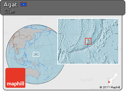 Gray Location Map of Agat, highlighted country, hill shading
