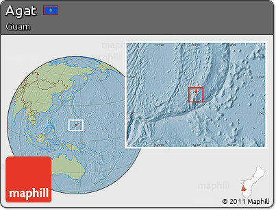 Savanna Style Location Map of Agat, highlighted country, hill shading