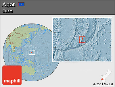 Savanna Style Location Map of Agat, hill shading
