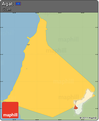 Savanna Style Simple Map of Agat, single color outside