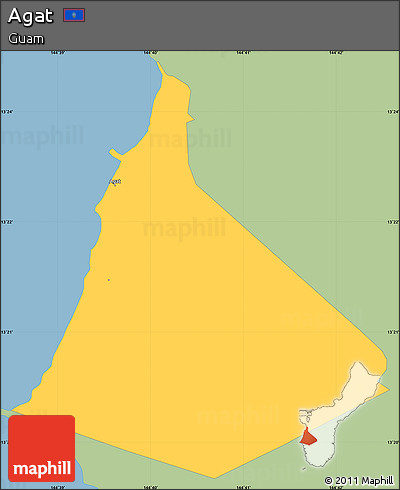 Savanna Style Simple Map of Agat, single color outside