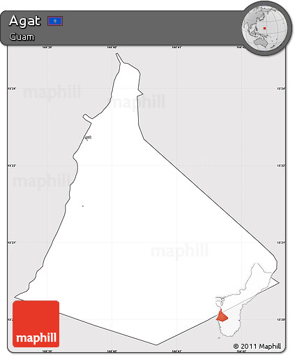 Silver Style Simple Map of Agat, cropped outside