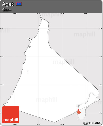 Silver Style Simple Map of Agat, cropped outside