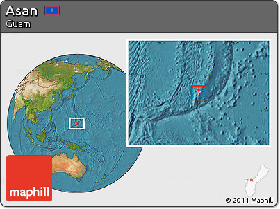 Satellite Location Map of Asan, highlighted country