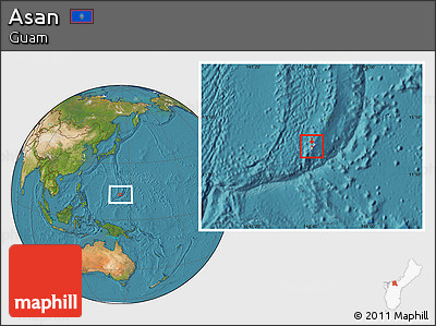 Satellite Location Map of Asan, highlighted country