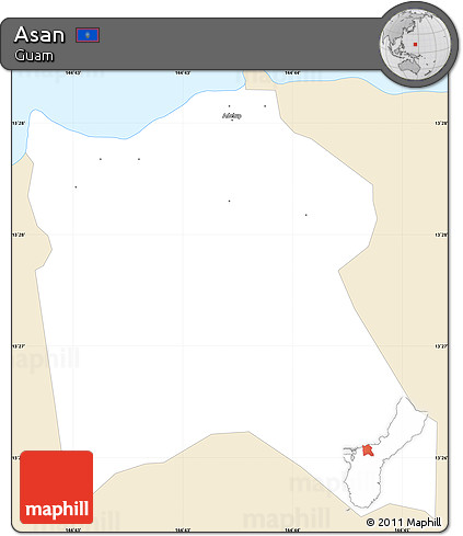 Classic Style Simple Map of Asan, single color outside