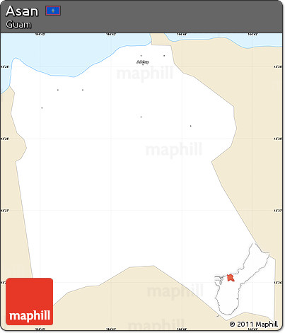 Classic Style Simple Map of Asan, single color outside
