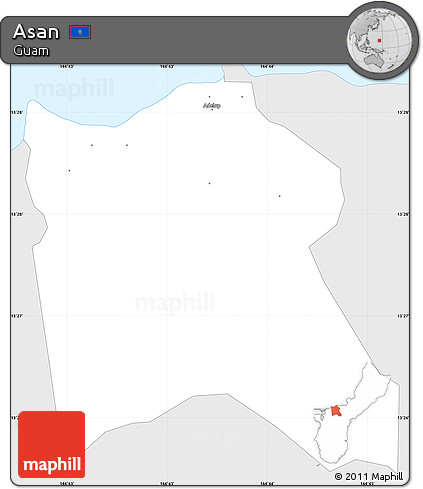 Silver Style Simple Map of Asan, single color outside