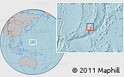 Gray Location Map of Dededo, highlighted country, within the entire country, hill shading
