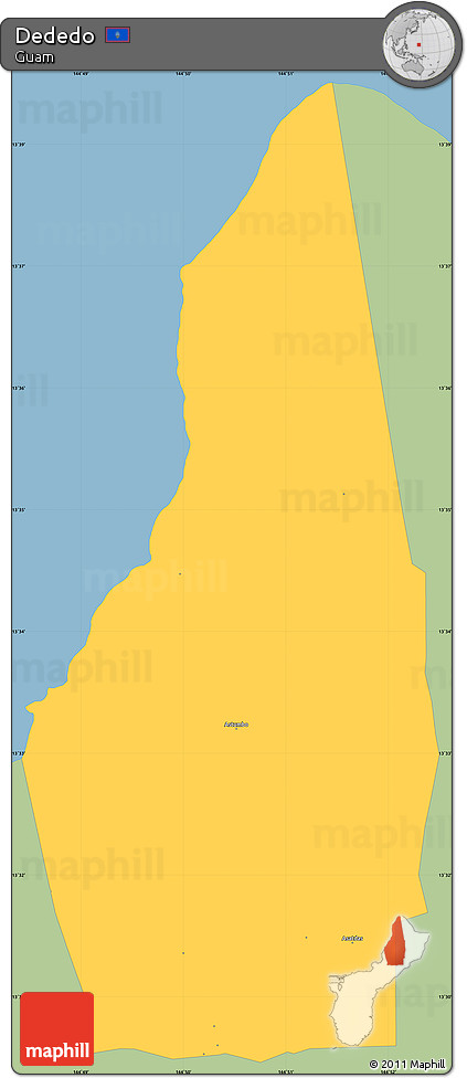 Savanna Style Simple Map of Dededo, single color outside