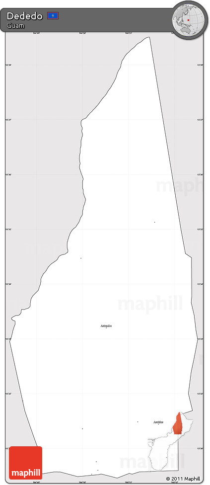 Silver Style Simple Map of Dededo, cropped outside