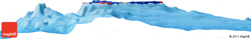 Flag Horizon Map of Guam, single color outside, bathymetry sea, shaded relief sea