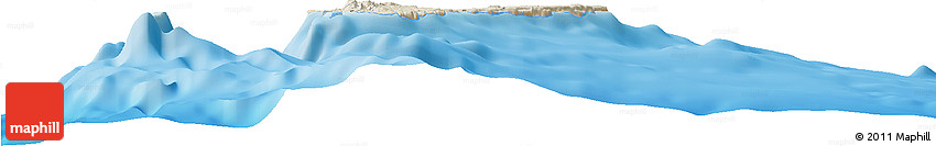 Shaded Relief Horizon Map of Guam, semi-desaturated, land only