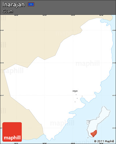 Classic Style Simple Map of Inarajan, single color outside