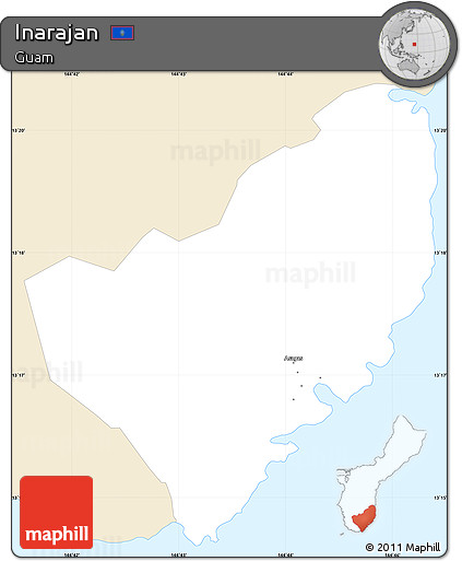 Classic Style Simple Map of Inarajan, single color outside