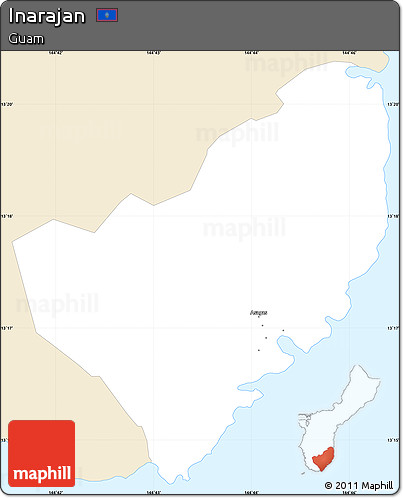 Classic Style Simple Map of Inarajan, single color outside