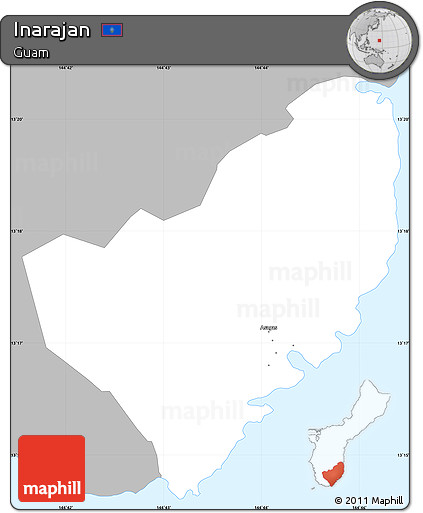 Gray Simple Map of Inarajan, single color outside