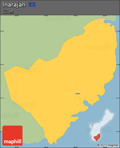 Savanna Style Simple Map of Inarajan, single color outside