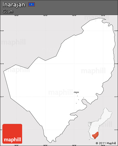 Silver Style Simple Map of Inarajan, cropped outside
