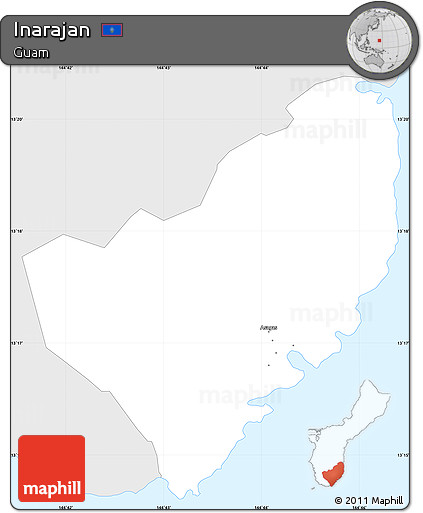Silver Style Simple Map of Inarajan, single color outside
