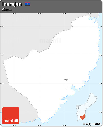 Silver Style Simple Map of Inarajan, single color outside